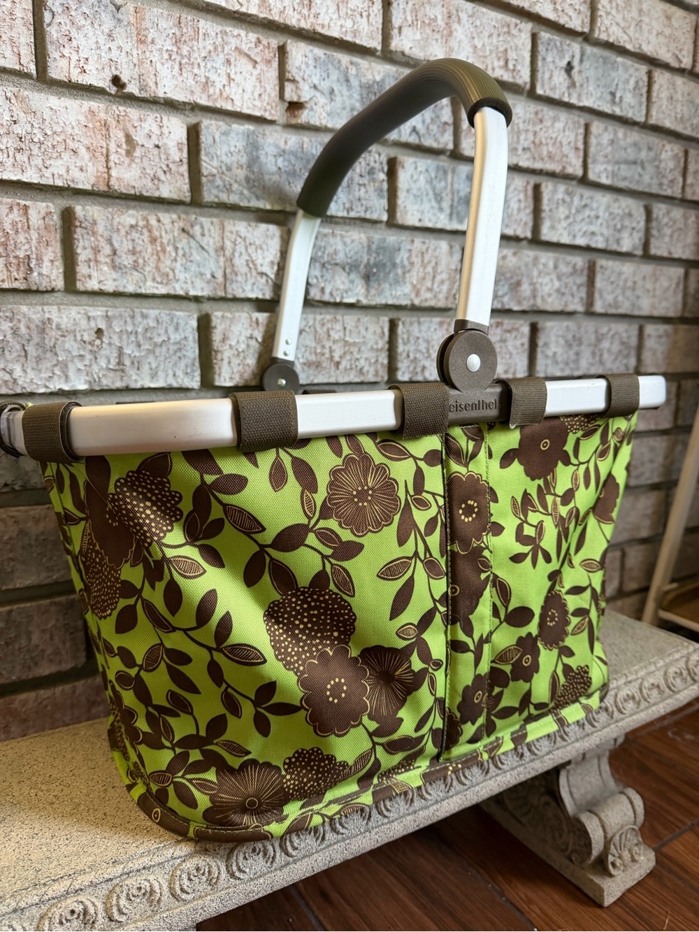 Green & Brown Floral Market Basket / Picnic Basket